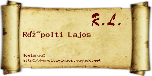 Rápolti Lajos névjegykártya